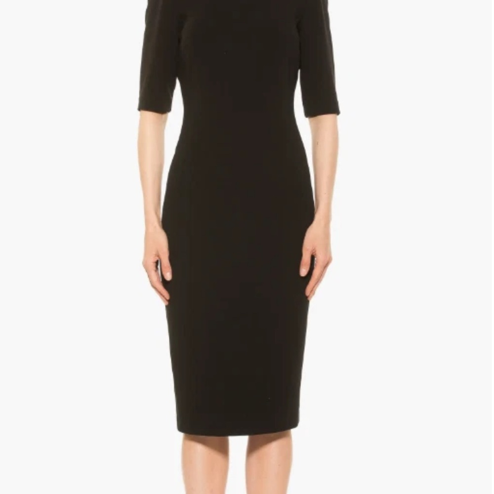 Alexia Admor high neck in front zipper in back Elegant Black Midi Dress size M - Picture 3 of 3